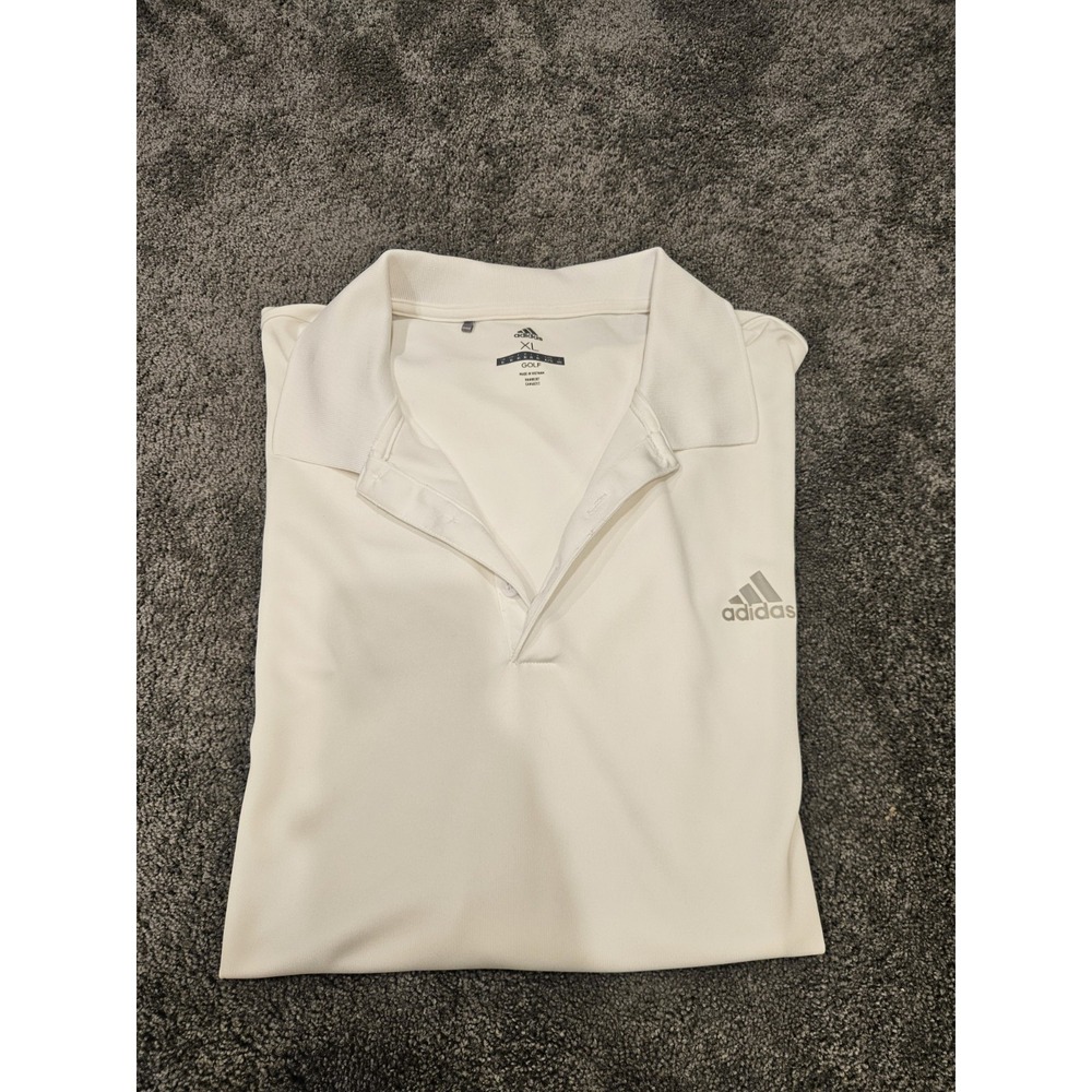 Adidas Men's Golf Polo Shirt White‎ XL Short Sleeve Polyester Climalite